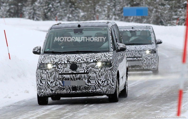 Spy shots of the 2021 Volkswagen Transporter (T7).