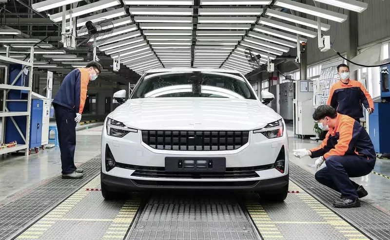 The Polestar 2 electric sports sedan has gone into production.