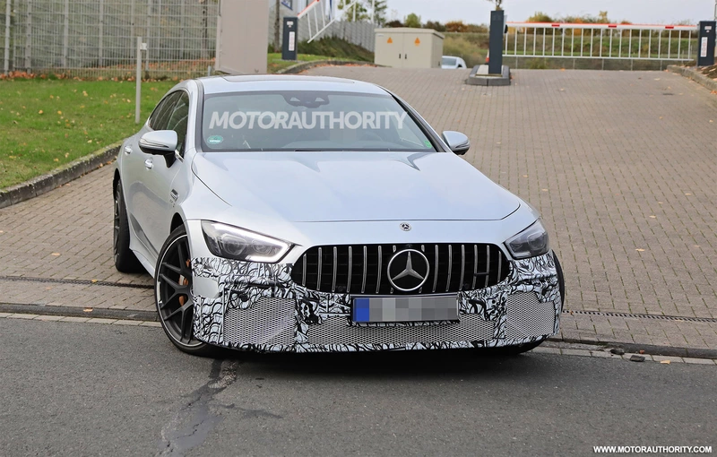 Spy shots of the 2022 Mercedes-AMG GT 4-door coupe: a light update to the super sedan.