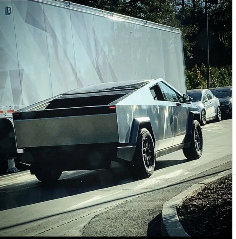 A beta version of Tesla's cyber truck has been spotted.